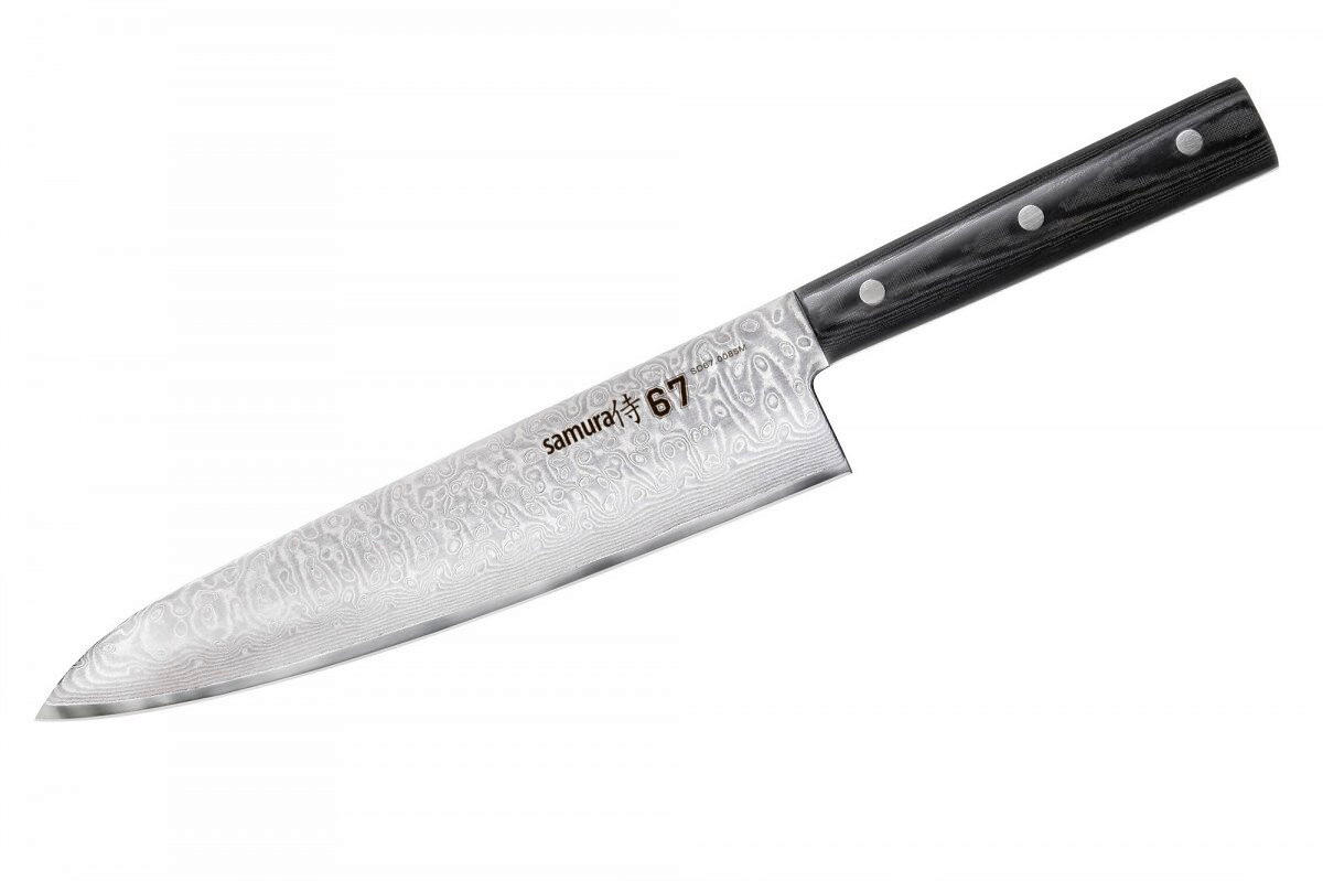 NOŽ ŠEFA KUHINJE DAMASCUS 67 33/4,6/2 cm oplemenjeni čelik - srebrne boje/crna, Basics, drvni materijal/metal (33/4,6/2cm) - Samura