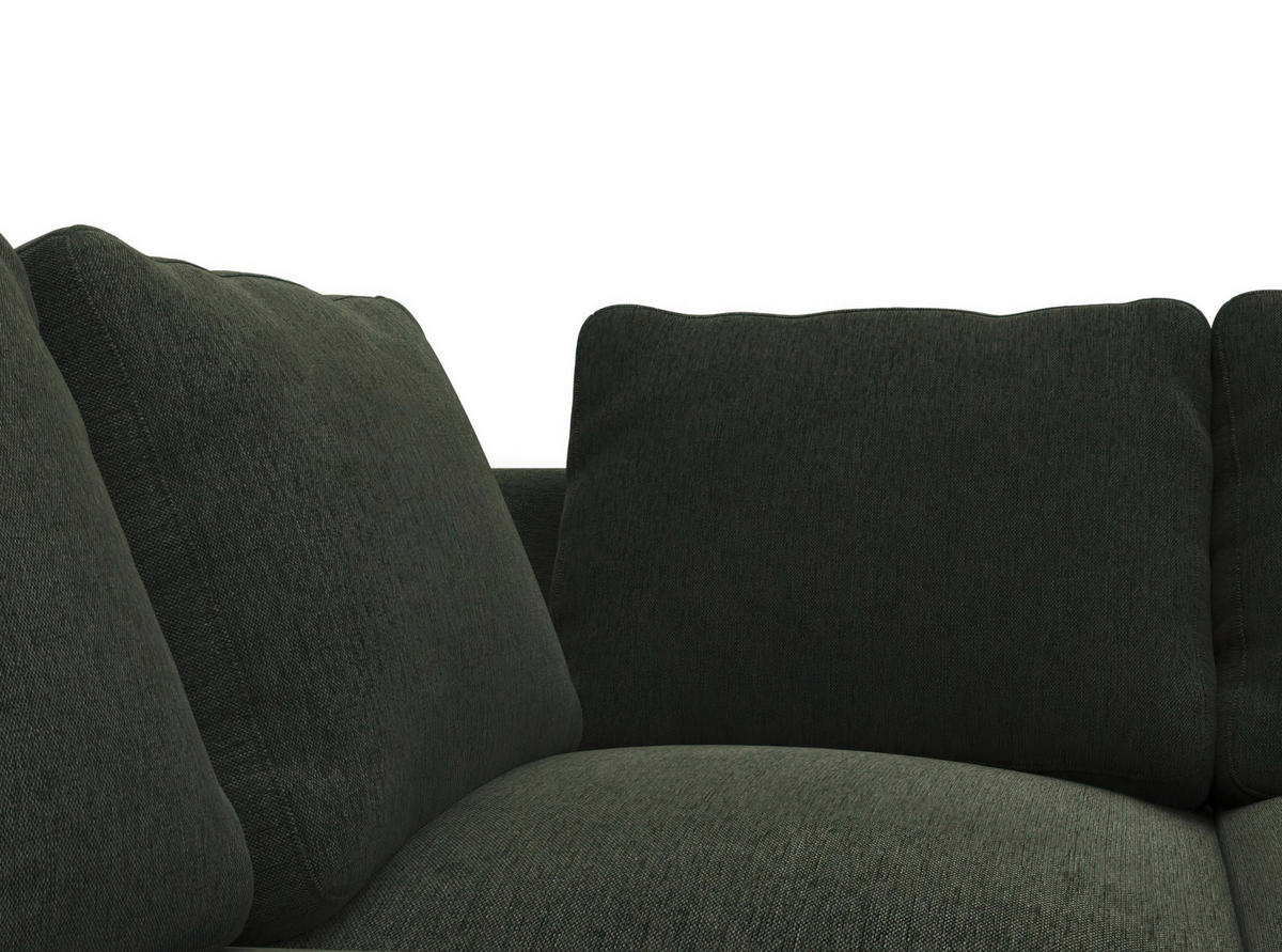 ECKSOFA Waldgrün Flachgewebe, Webstoff  - Waldgrün/Schwarz, Design, Textil/Metall (252/206cm) - Livetastic
