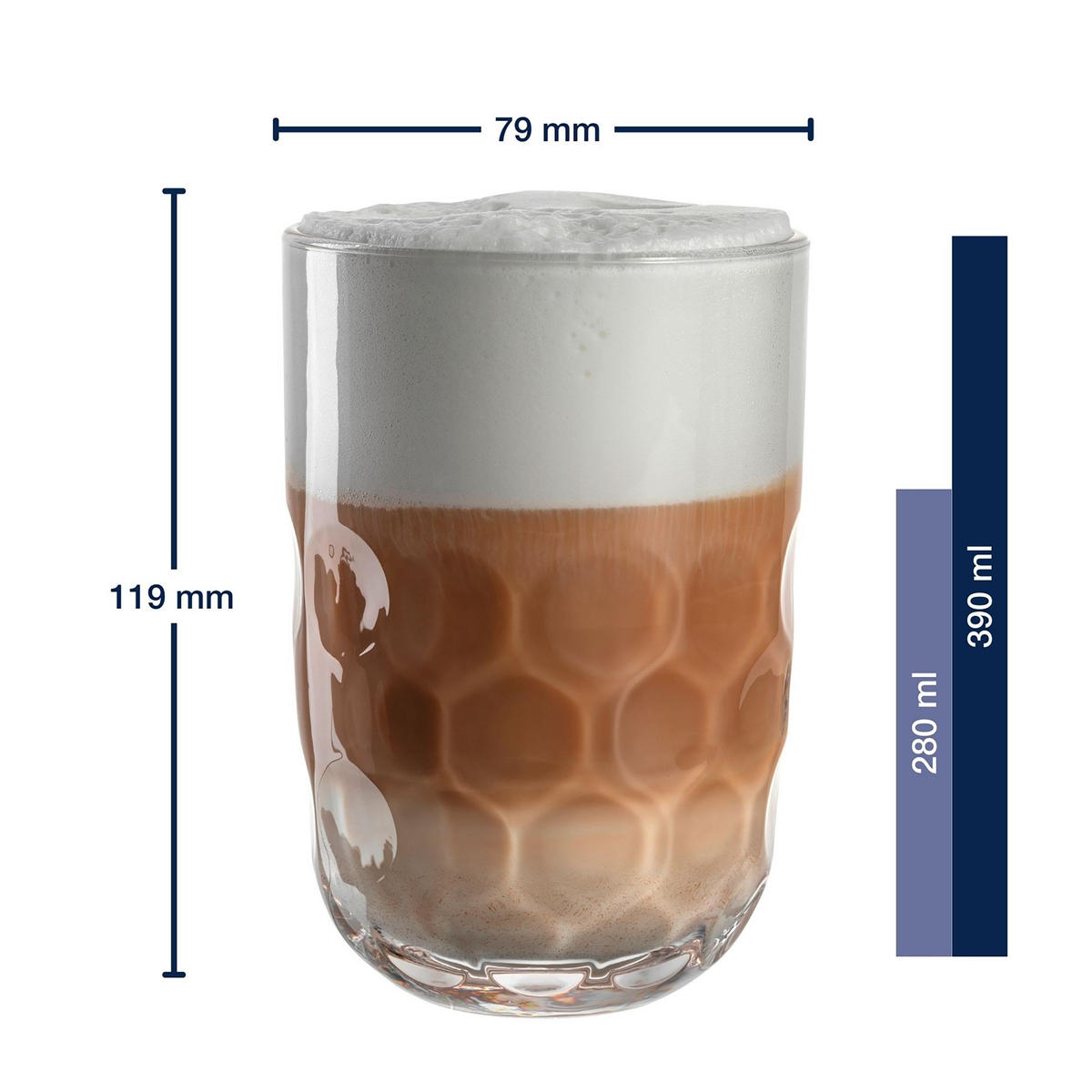 LATTE-MACCHIATO-GLAS - Klar, Basics, Glas (7,9/11,9/7,9cm) - Leonardo
