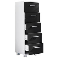HIGHBOARD  30/94/30 cm 5 Schublade(n)  - Silberfarben/Schwarz, MODERN, Holzwerkstoff/Kunststoff (30/94/30cm) - MID.YOU