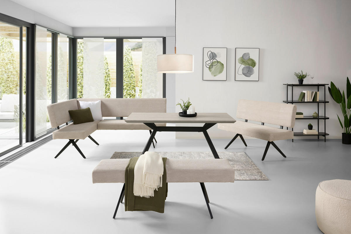 ECKBANK 150/190 cm  in Beige  - Beige/Schwarz, KONVENTIONELL, Textil/Metall (150/190cm) - MID.YOU