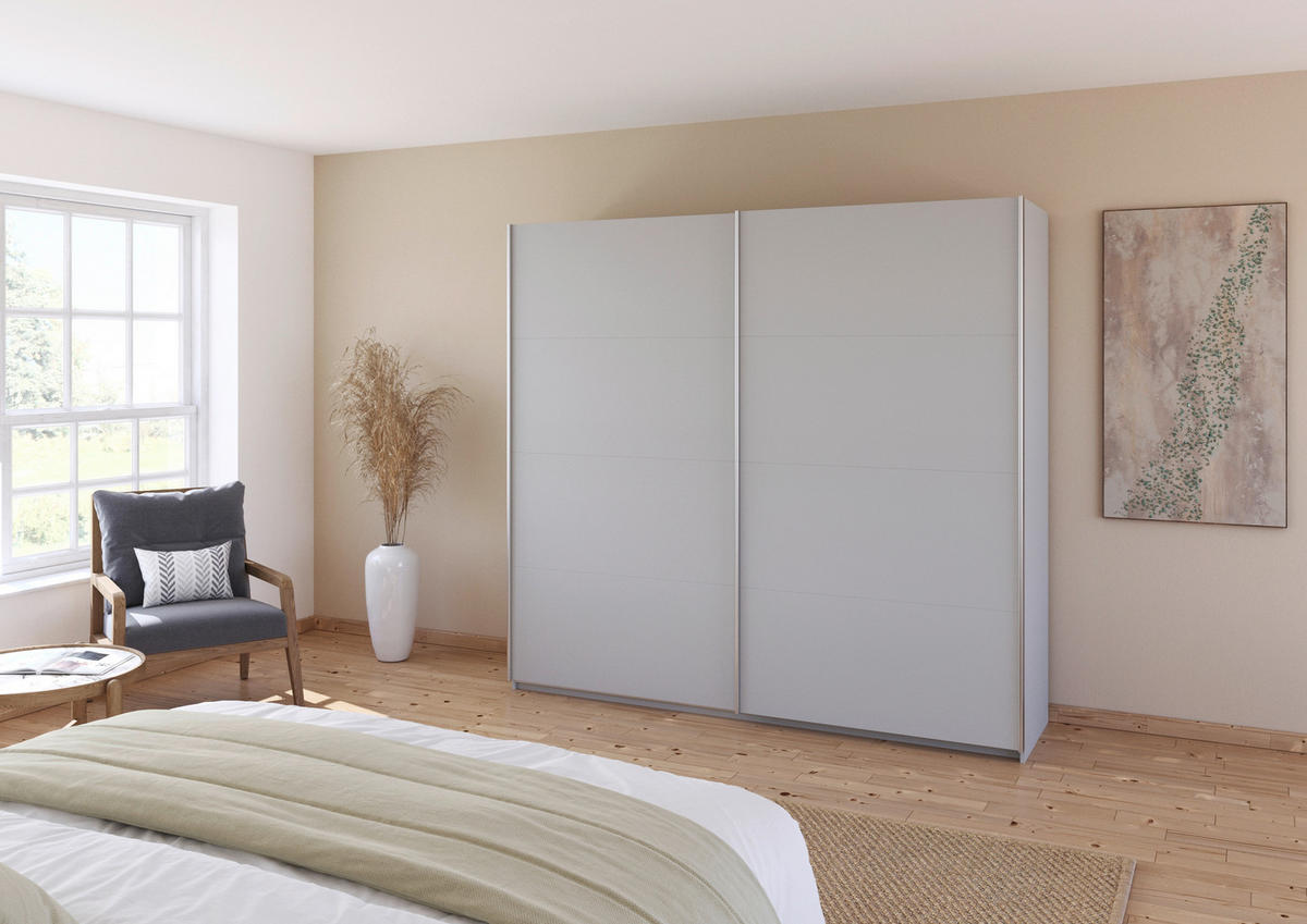 SCHWEBETÜRENSCHRANK  in Seidengrau  - Seidengrau/Alufarben, KONVENTIONELL, Holzwerkstoff/Metall (225/229/62cm) - Xora