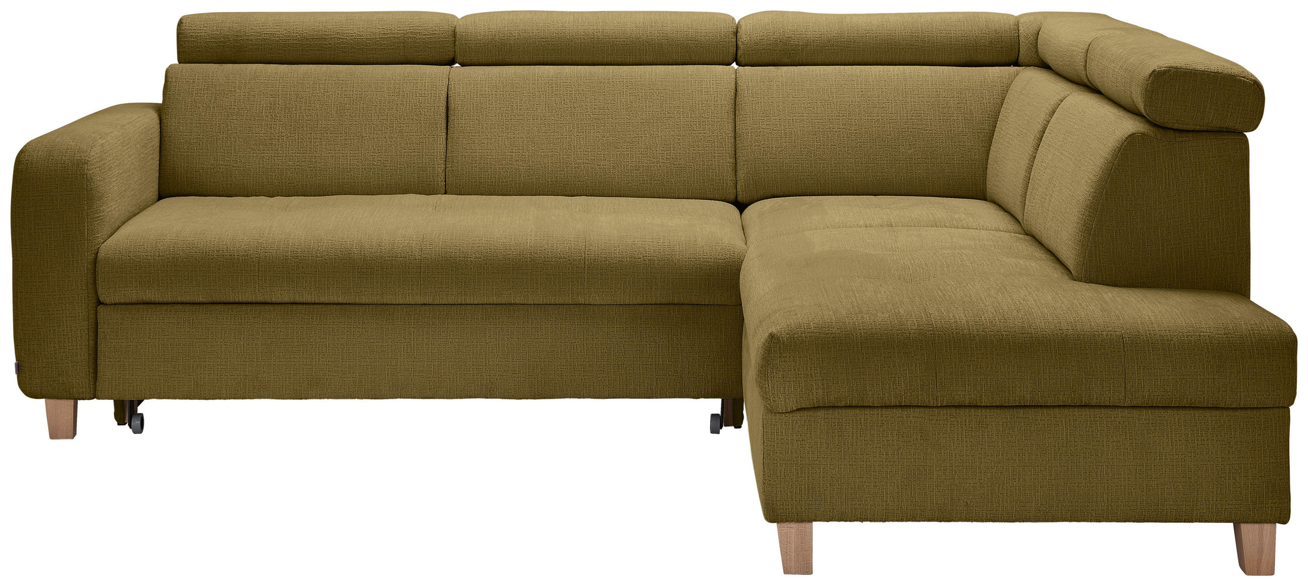 ECKSOFA inkl. Funktionen Olivgrün Samt  - Bronzefarben/Olivgrün, Design, Holz/Textil (261/206cm) - Venda