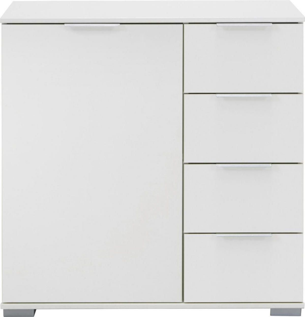 KOMMODE 81/83/41 cm  in Weiss  - Weiss/Alufarben, Design, Holzwerkstoff/Kunststoff (81/83/41cm) - Livetastic