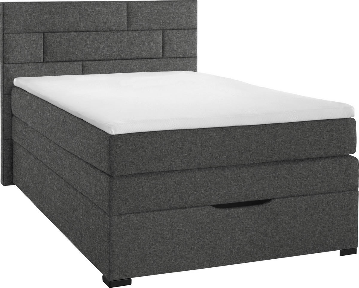 BOXSPRINGBETT 120/200 cm,  in Hellgrau, Matratze, Bettkasten, Topper, H2 = mittel  - Wengefarben/Hellgrau, KONVENTIONELL, Textil (120/200cm) - Boxxx