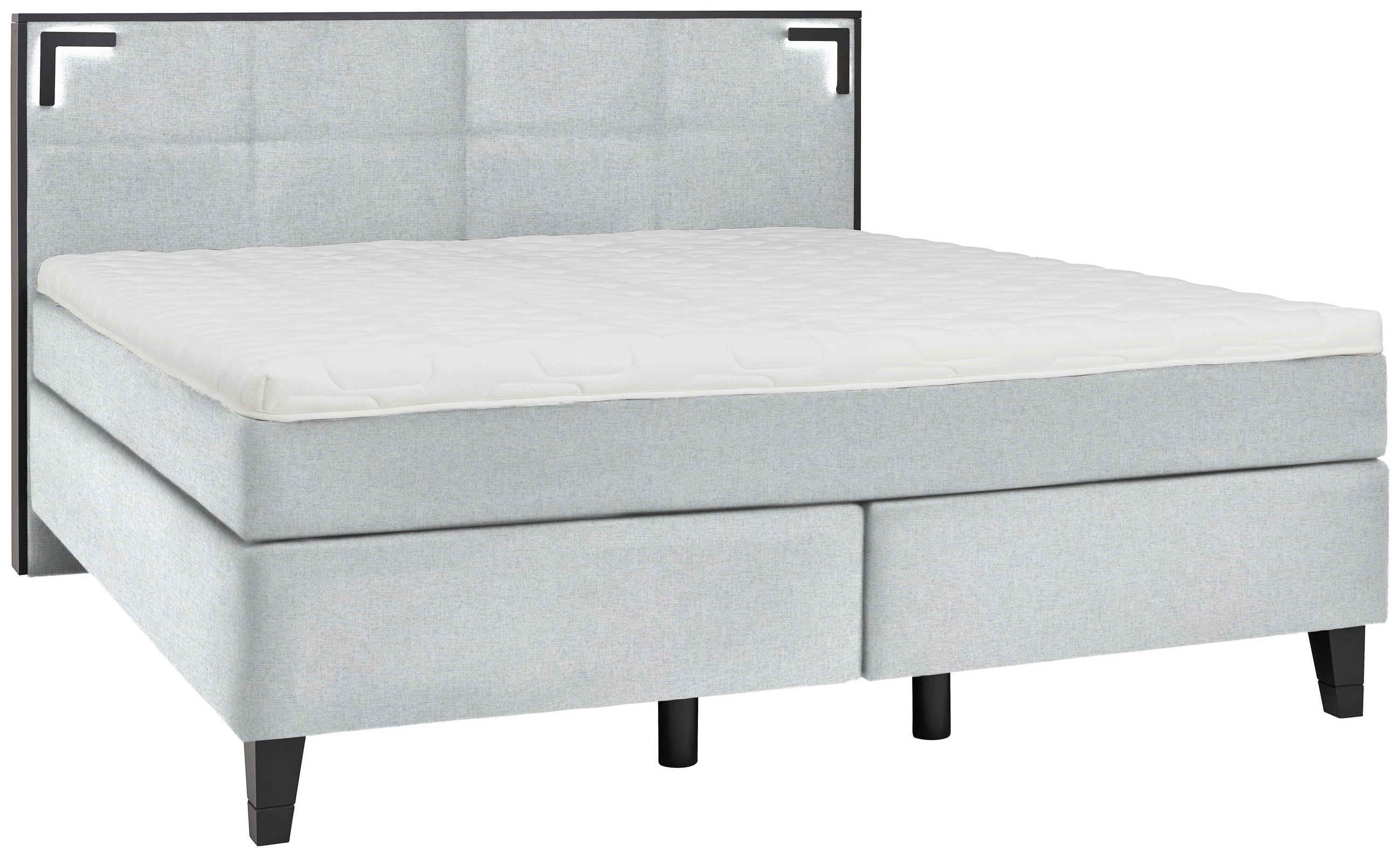 BOXSPRINGBETT 180/200 cm  in Mintgrau  - Mintgrau/Schwarz, Design, Holz/Textil (180/200cm) - Hom`in