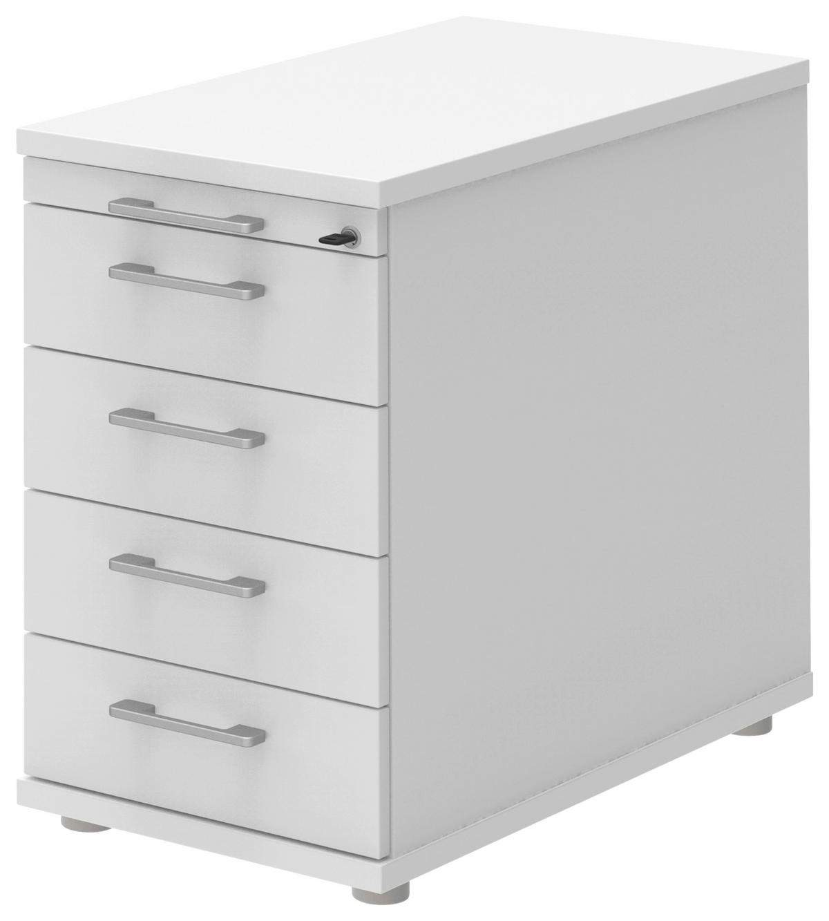 ANSTELLCONTAINER Weiß, Alufarben  - Alufarben/Weiß, KONVENTIONELL, Holzwerkstoff/Metall (43/72-80/80cm) - Moderano