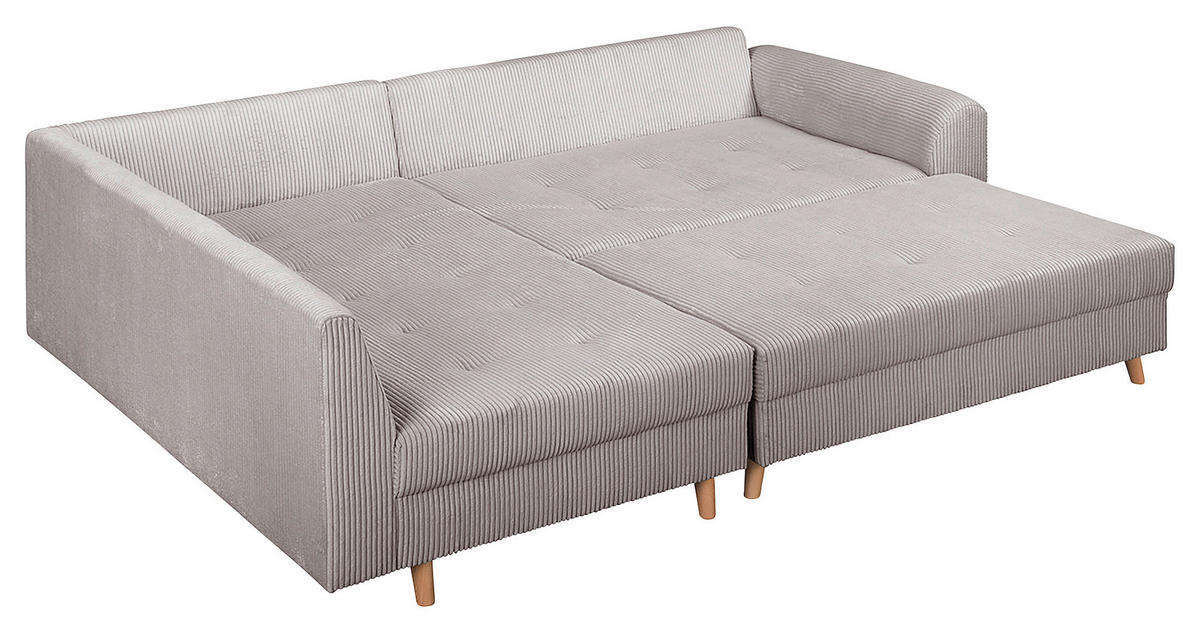 ECKSOFA inkl. Hocker Ariella Grau Cord  - Naturfarben/Grau, Design, Holz/Textil (161/231cm) - Livetastic