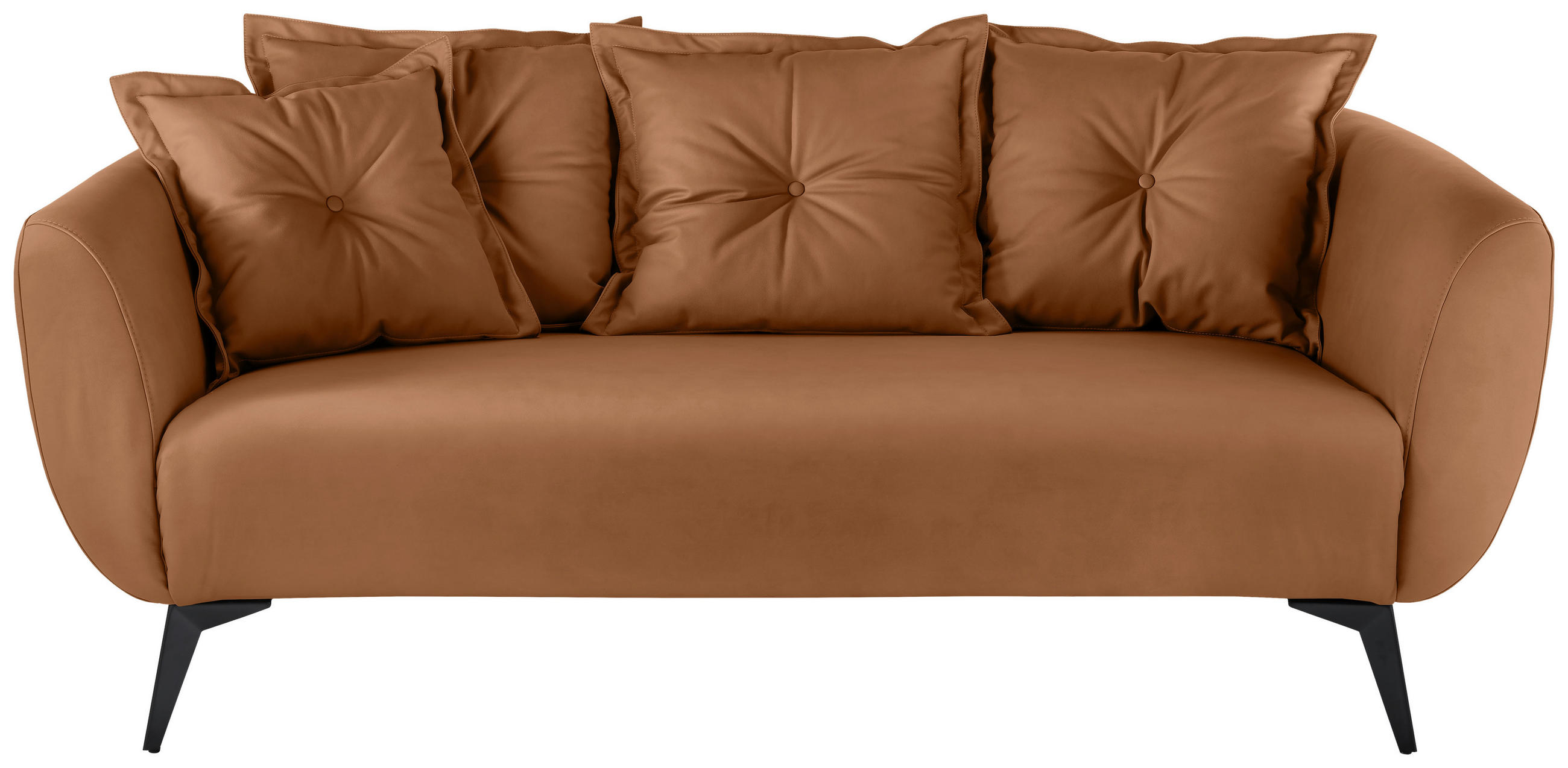 2,5-SITZER Lederlook Cognac  - Cognac/Schwarz, MODERN, Textil/Metall (196/94/103cm) - Livetastic