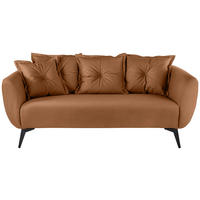 2,5-SITZER in Lederlook Cognac  - Cognac/Schwarz, Modern, Textil/Metall (196/94/103cm) - Livetastic
