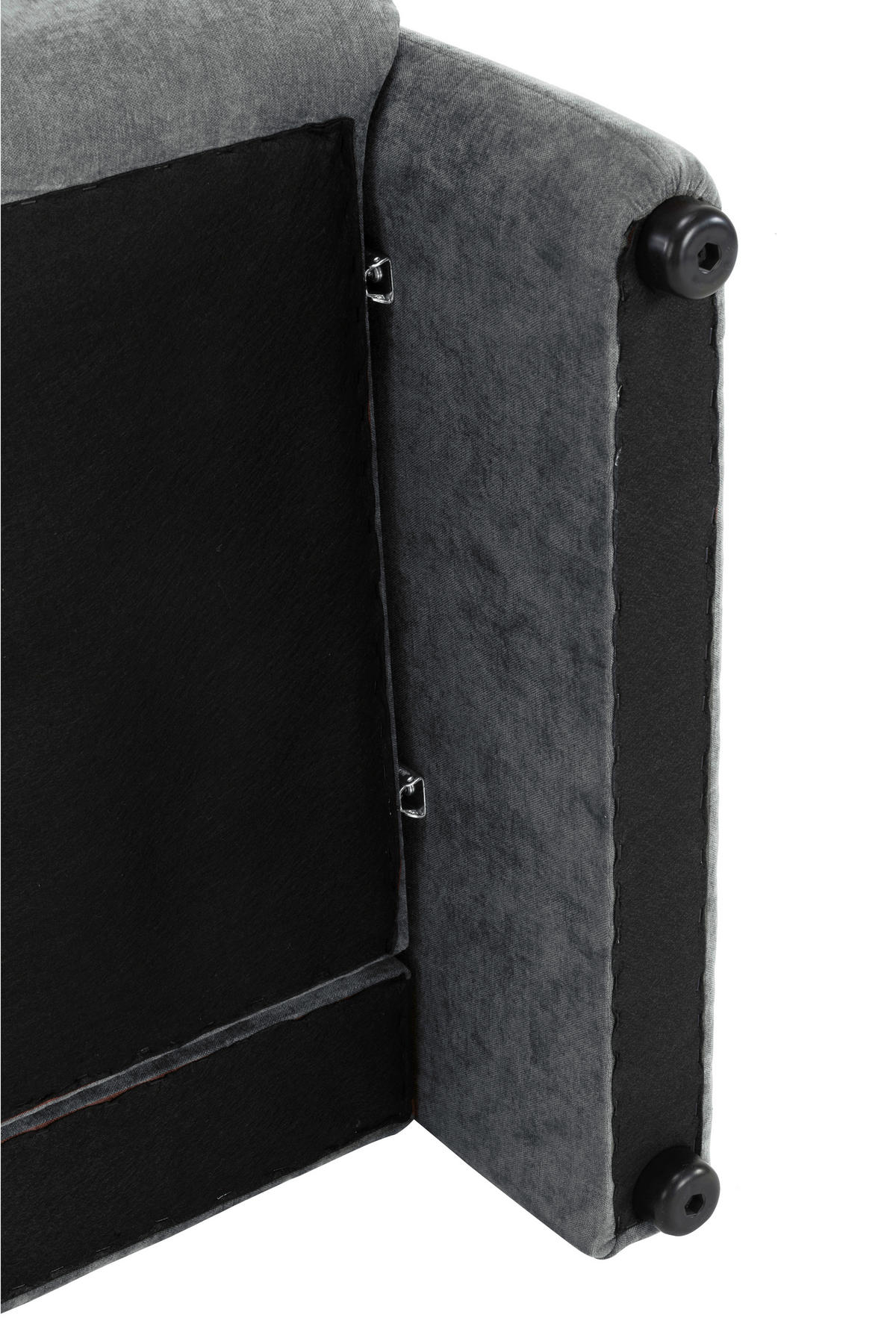2-SITZER-SOFA MILA Samt Grau  - Schwarz/Grau, Design, Kunststoff/Textil (148/83/76cm) - MID.YOU