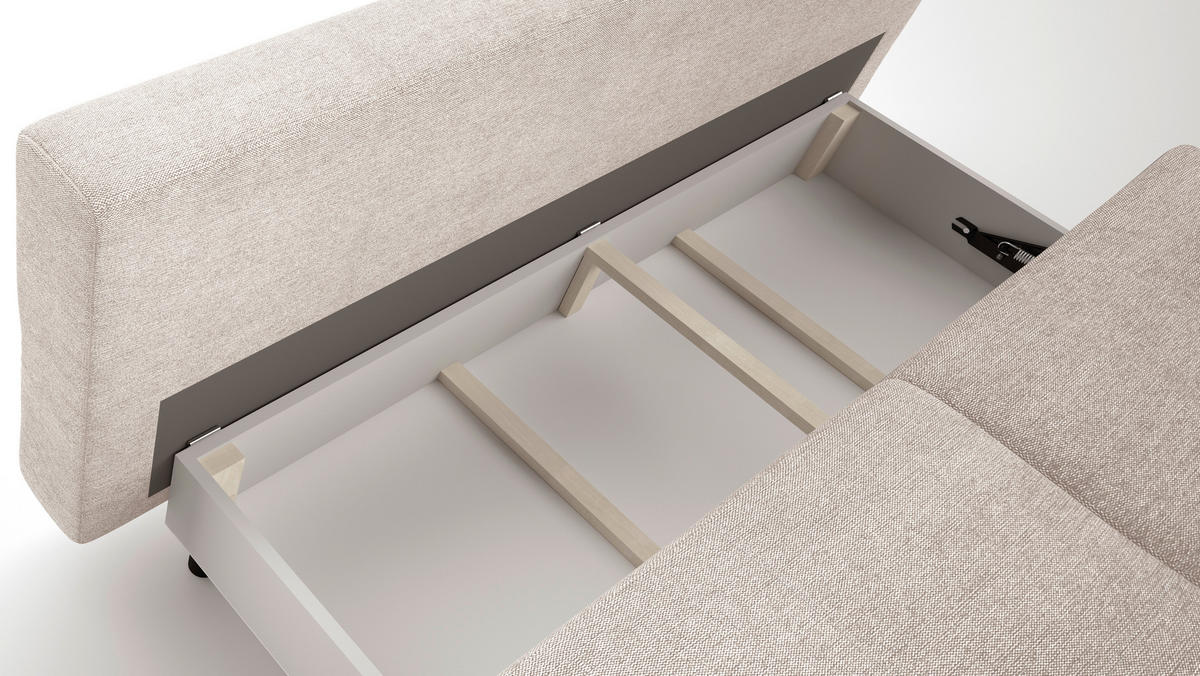 SCHLAFSOFA  mit Schlafen auf Sitzhöhe, Rücken echt Struktur Creme  - Creme/Schwarz, Design, Textil/Metall (197/94/96cm) - MID.YOU