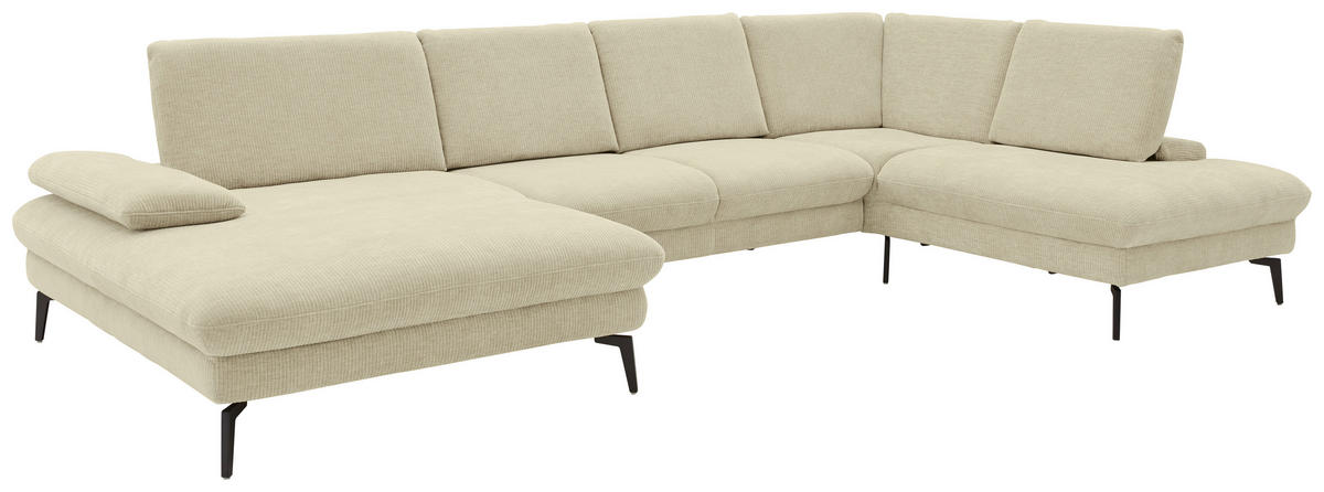 WOHNLANDSCHAFT in Webstoff Creme  - Creme/Schwarz, Design, Textil/Metall (157/354/208cm) - Dieter Knoll