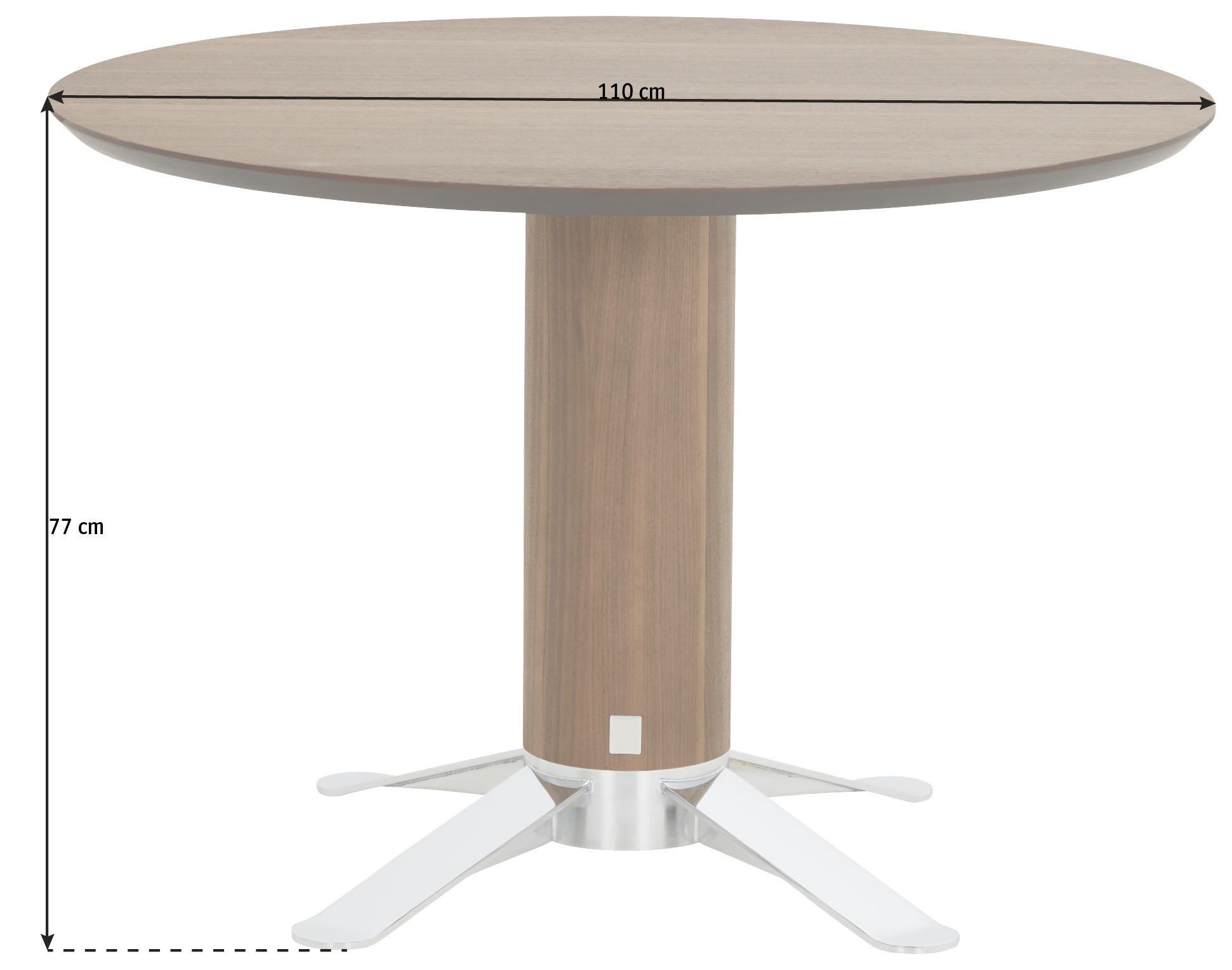 ESSTISCH in Holz, Metall 110/110/77 cm   - Chromfarben/Nussbaumfarben, Design, Holz/Metall (110/110/77cm) - Joop!