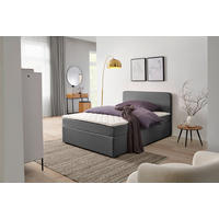BOXBETT 140/200 cm,  in Grau, Matratze, Topper, H2 = mittel  - Grau, KONVENTIONELL, Holz (140/200cm) - P & B
