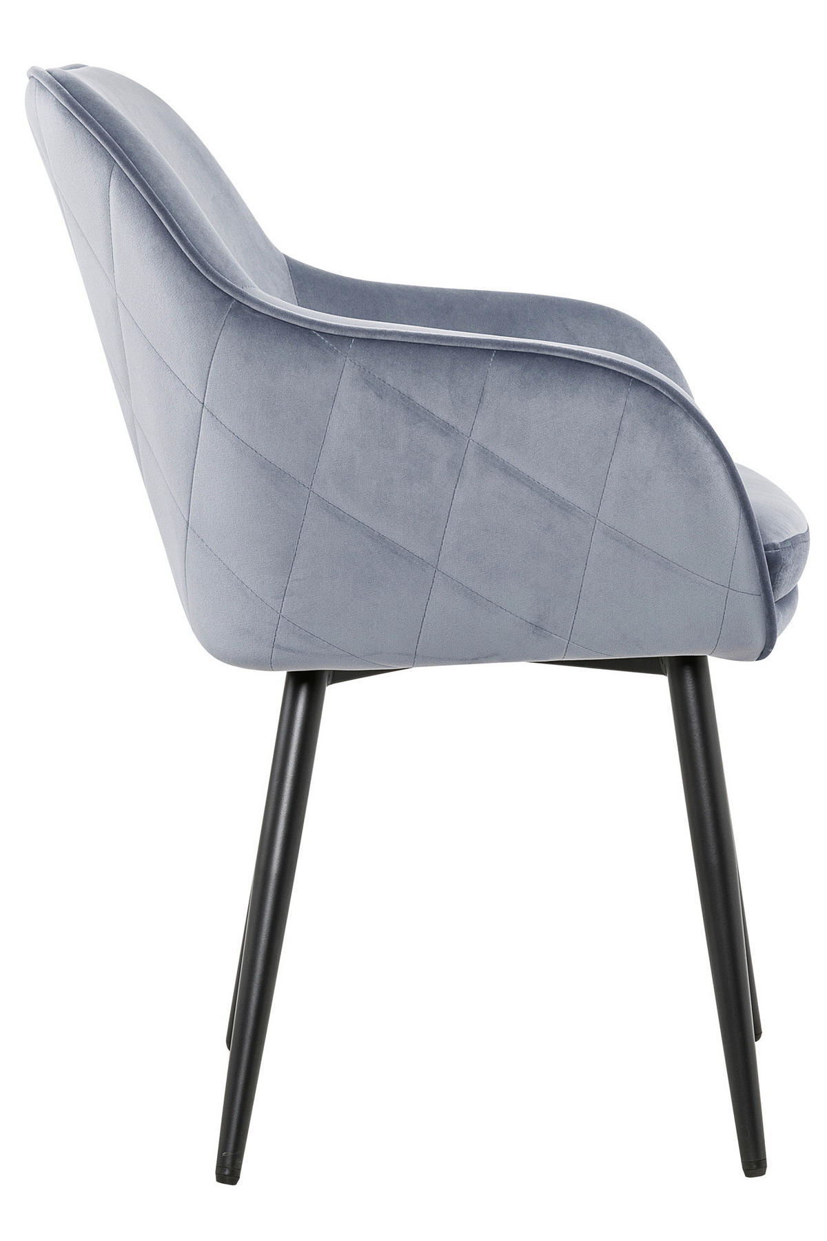 ARMLEHNSTUHL  in Samt  - Hellgrau/Schwarz, MODERN, Textil/Metall (61/85/60cm) - Livetastic
