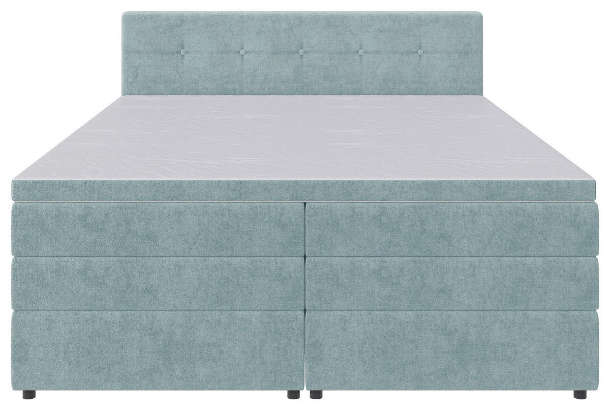 BOXSPRINGBETT 180/200 cm  in Hellblau  - Schwarz/Hellblau, KONVENTIONELL, Kunststoff/Textil (180/200cm) - Carryhome
