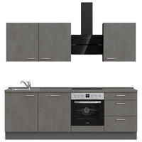 KÜCHENBLOCK 240 cm   in Schieferfarben  - Schieferfarben/Edelstahlfarben, MODERN, Holzwerkstoff/Metall (240cm) - Nobilia