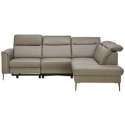 SEDEŽNA GARNITURA, siva usnje - siva/krom, Design, kovina/usnje (209/97/254cm) - Stylife