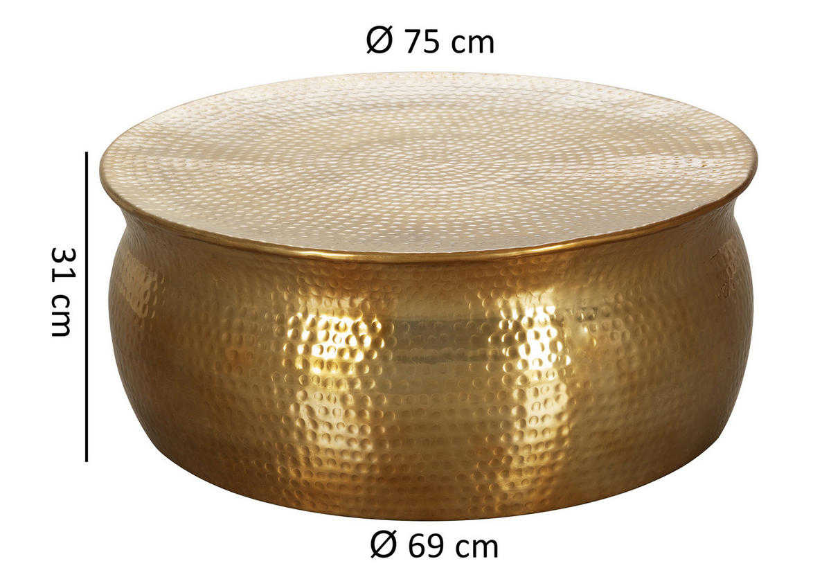 KLUBSKA MIZA, zlate barve  - zlate barve, Trendi, kovina (75/75/31cm) - MID.YOU