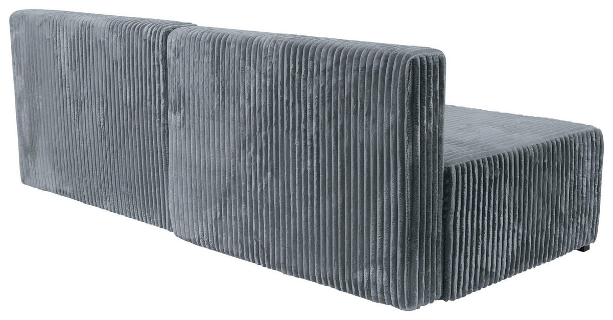 ECKSOFA in Cord Grau  - Schwarz/Grau, Modern, Holz/Textil (210/145cm) - MID.YOU