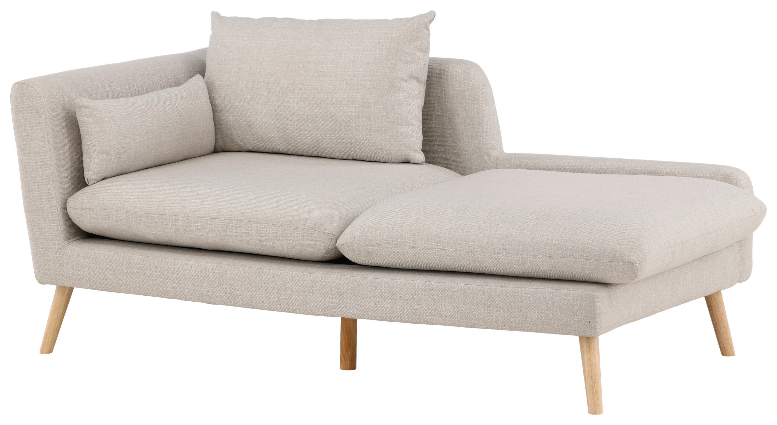 RÉCAMIERE Beige Leinenoptik  - Beige, Design, Holz/Textil (174/80/93cm) - Livetastic