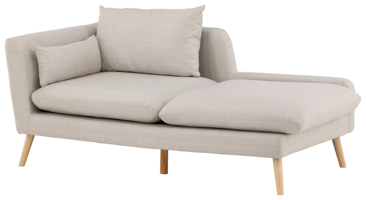 RÉCAMIERE Beige Leinenoptik  - Beige, Design, Holz/Textil (174/80/93cm) - Livetastic