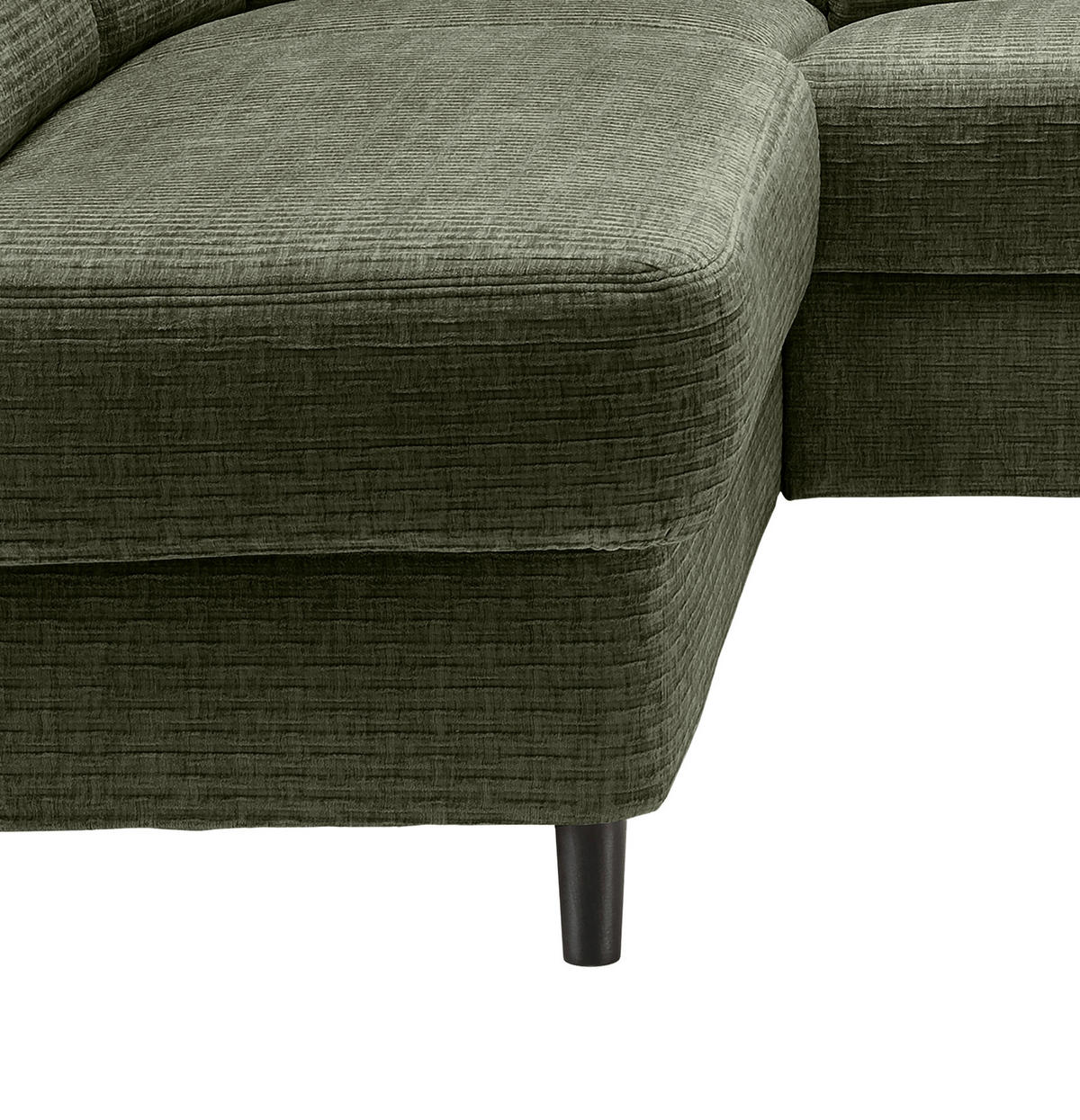 ECKSOFA in Mikrofaser Olivgrün  - Schwarz/Olivgrün, Modern, Holz/Textil (190/266cm) - Livetastic