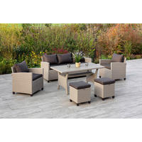 LOUNGEGARNITUR Stahl  - Dunkelbraun/Naturfarben, KONVENTIONELL, Kunststoff/Textil (172/75/65cm) - Gardenson