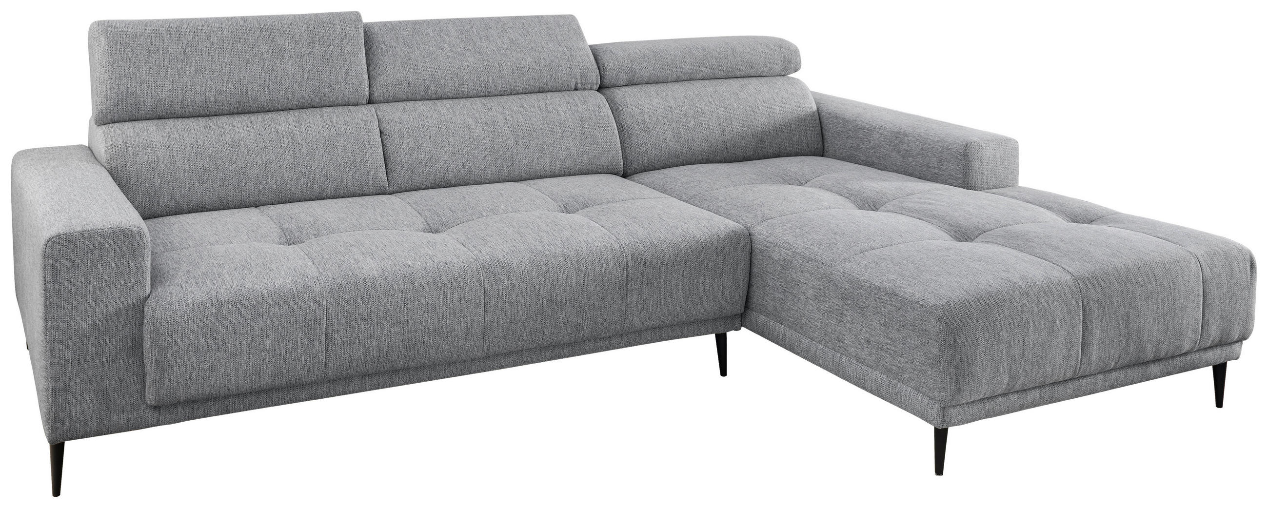 ECKSOFA Chenille  - Schwarz, KONVENTIONELL, Textil/Metall (276/188cm) - Livetastic