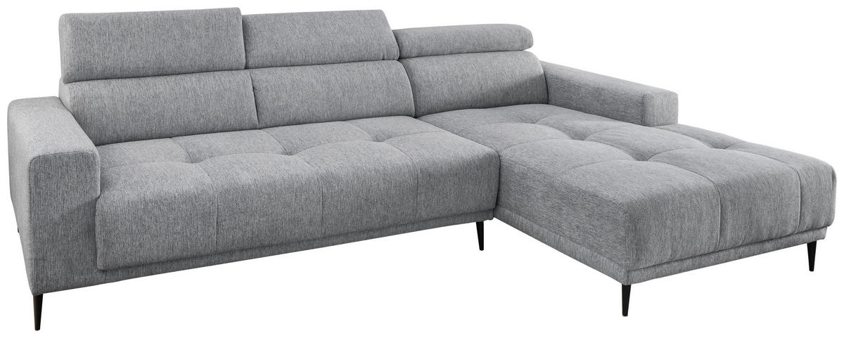 ECKSOFA Chenille  - Schwarz, KONVENTIONELL, Textil/Metall (276/188cm) - Livetastic