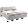 POLSTERBETT 180/200 cm  in Hellgrau  - Hellgrau/Schwarz, Design, Textil/Metall (180/200cm) - Esposa