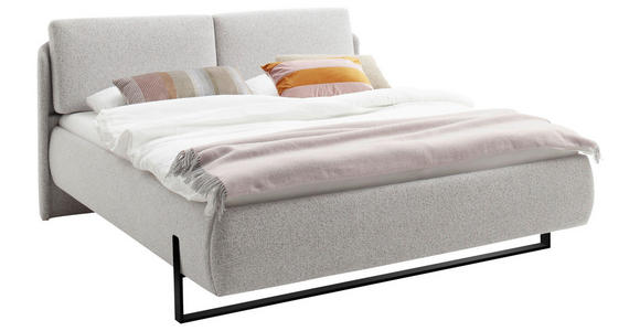 POLSTERBETT 180/200 cm  in Hellgrau  - Hellgrau/Schwarz, Design, Textil/Metall (180/200cm) - Esposa