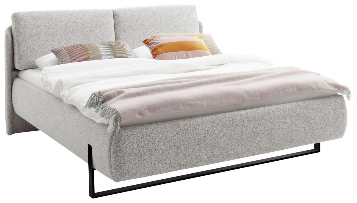 POLSTERBETT 180/200 cm  in Hellgrau  - Hellgrau/Schwarz, Design, Textil/Metall (180/200cm) - Esposa