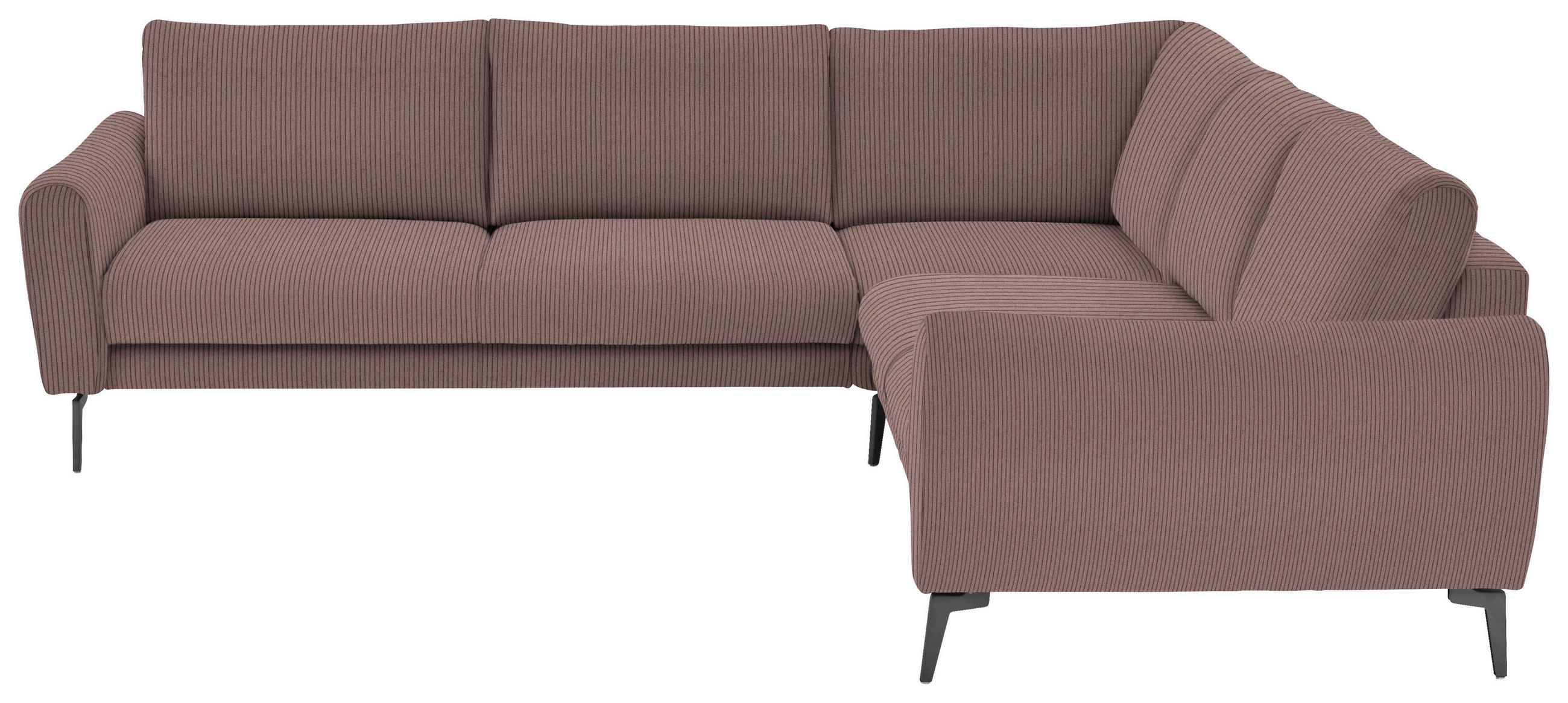 ECKSOFA in Velours, Feincord Altrosa  - Schwarz/Altrosa, Design, Textil/Metall (280/254cm) - Beldomo Style