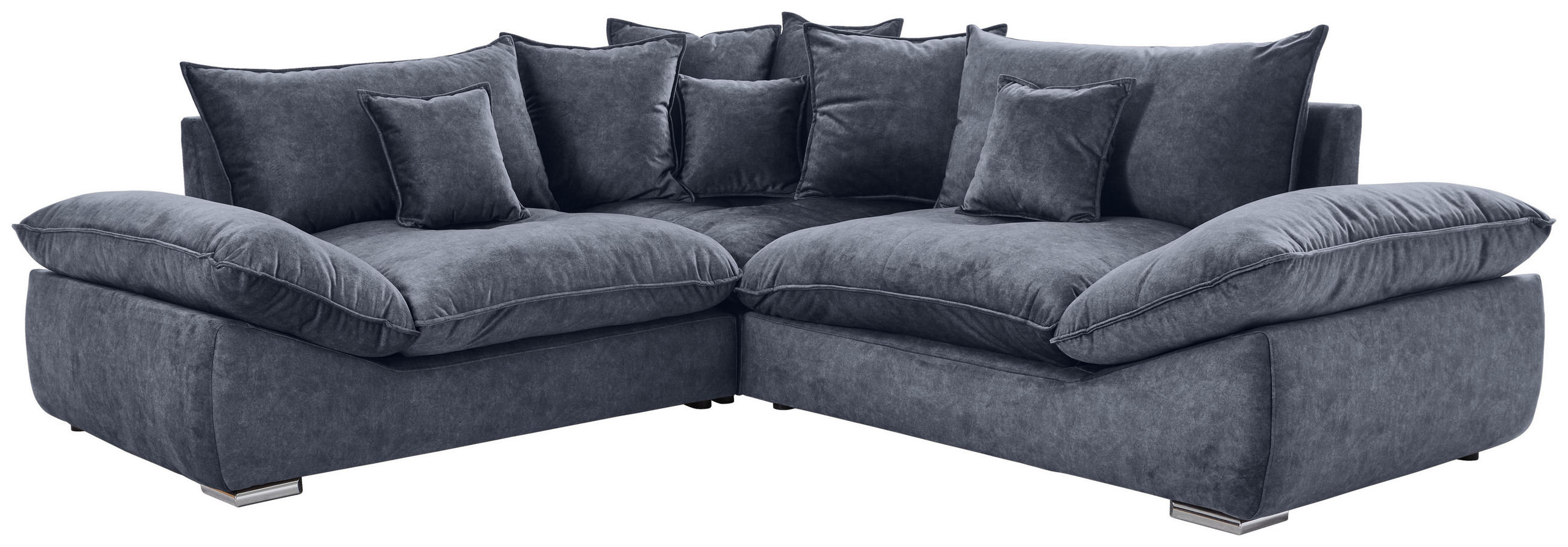 ECKSOFA Anthrazit Velours  - Chromfarben/Anthrazit, KONVENTIONELL, Kunststoff/Textil (247/247cm) - Carryhome