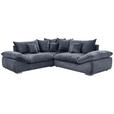 ECKSOFA Anthrazit Velours  - Chromfarben/Anthrazit, KONVENTIONELL, Kunststoff/Textil (247/247cm) - Carryhome