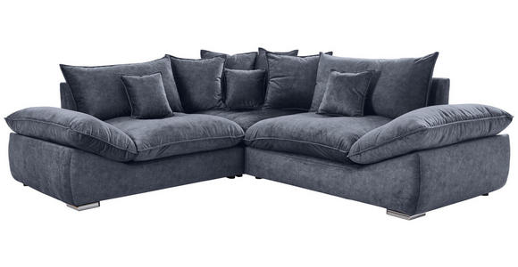 ECKSOFA Anthrazit Velours  - Chromfarben/Anthrazit, KONVENTIONELL, Kunststoff/Textil (247/247cm) - Carryhome