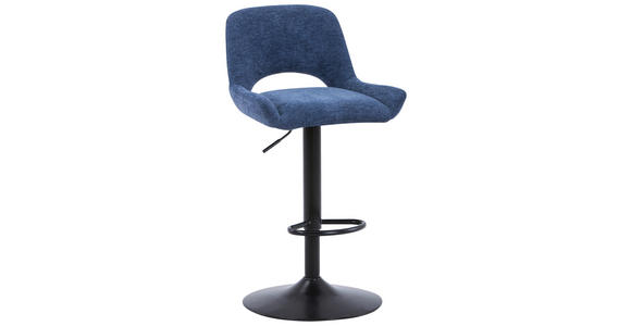 BARHOCKER Webstoff Blau, Schwarz Eisen - Blau/Schwarz, Design, Textil/Metall (49/86.5-108.5/53cm) - Novel