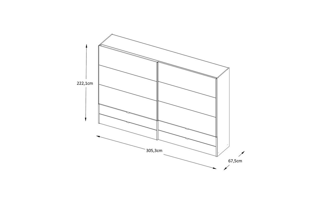 SCHWEBETÜRENSCHRANK 306/222/68 cm 2-türig Elfenbein  - Elfenbein/Schwarz, Design, Glas/Holzwerkstoff (306/222/68cm) - Dieter Knoll