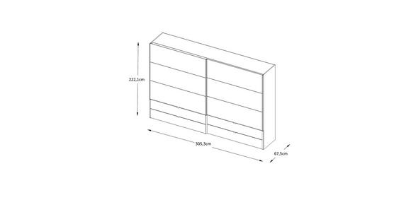 SCHWEBETÜRENSCHRANK 306/222/68 cm 2-türig Elfenbein  - Elfenbein/Schwarz, Design, Glas/Holzwerkstoff (306/222/68cm) - Dieter Knoll