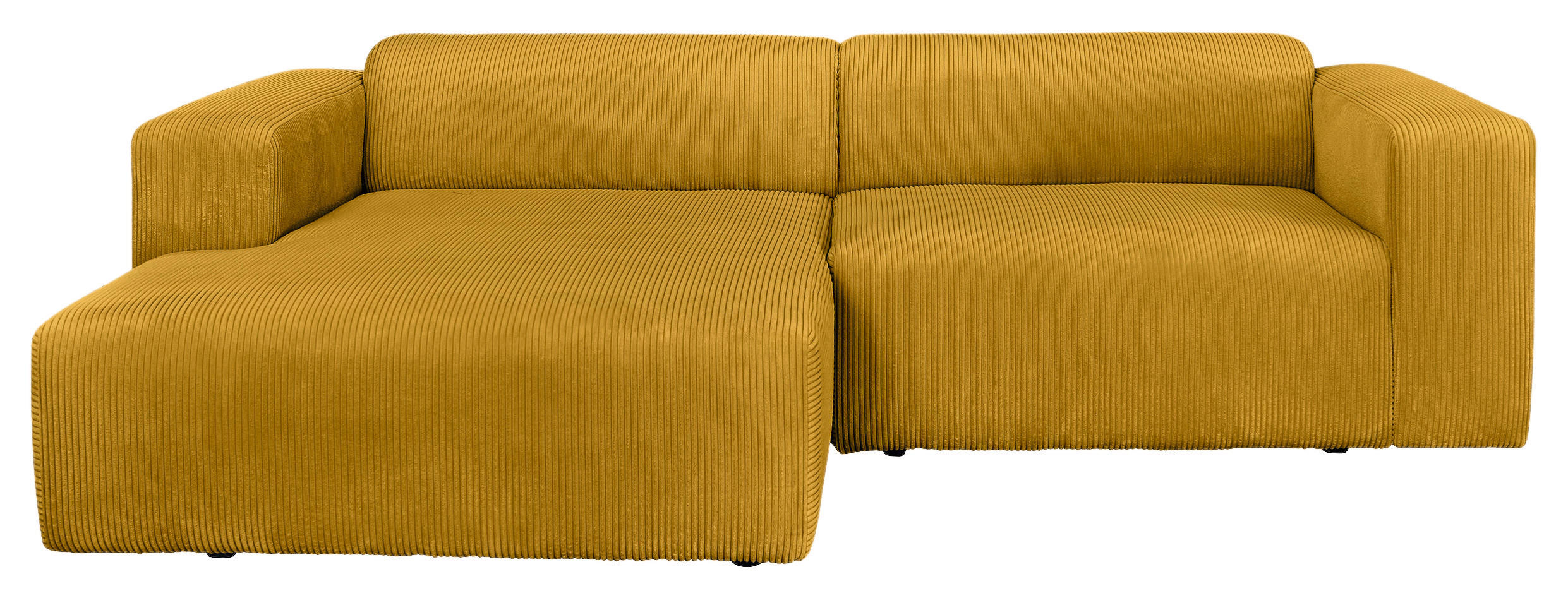 ECKSOFA BASMA Senfgelb Cord  - Senfgelb/Schwarz, Design, Kunststoff/Textil (175/298cm) - P & B