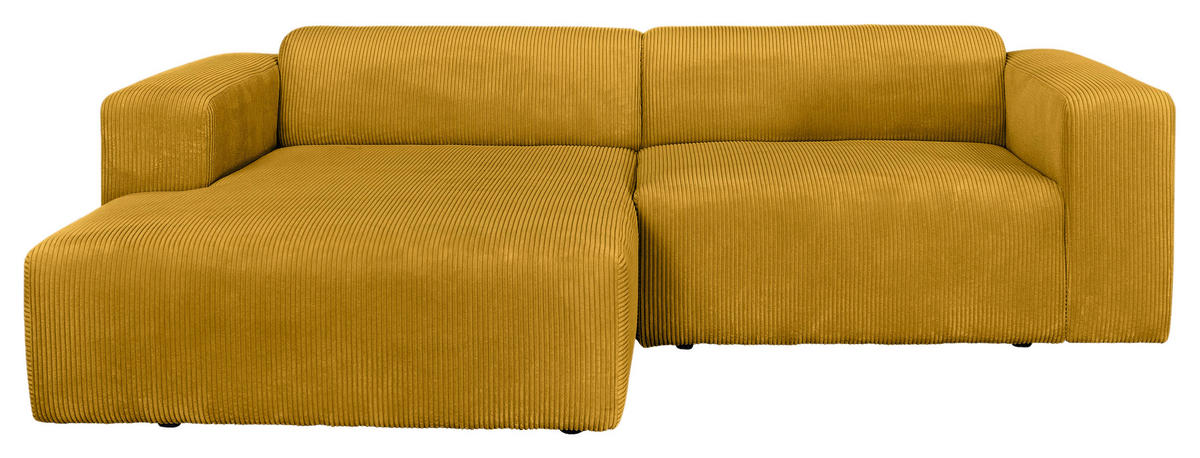 ECKSOFA BASMA Senfgelb Cord  - Senfgelb/Schwarz, Design, Kunststoff/Textil (175/298cm) - P & B