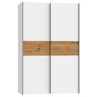 FÜGGESZTETT TOLÓAJTÓS SZEKRÉN fehér, tölgyfa  - alumínium színű/tölgyfa, Design, faalapú anyag/fém (120/190,5/61,2cm) - Carryhome