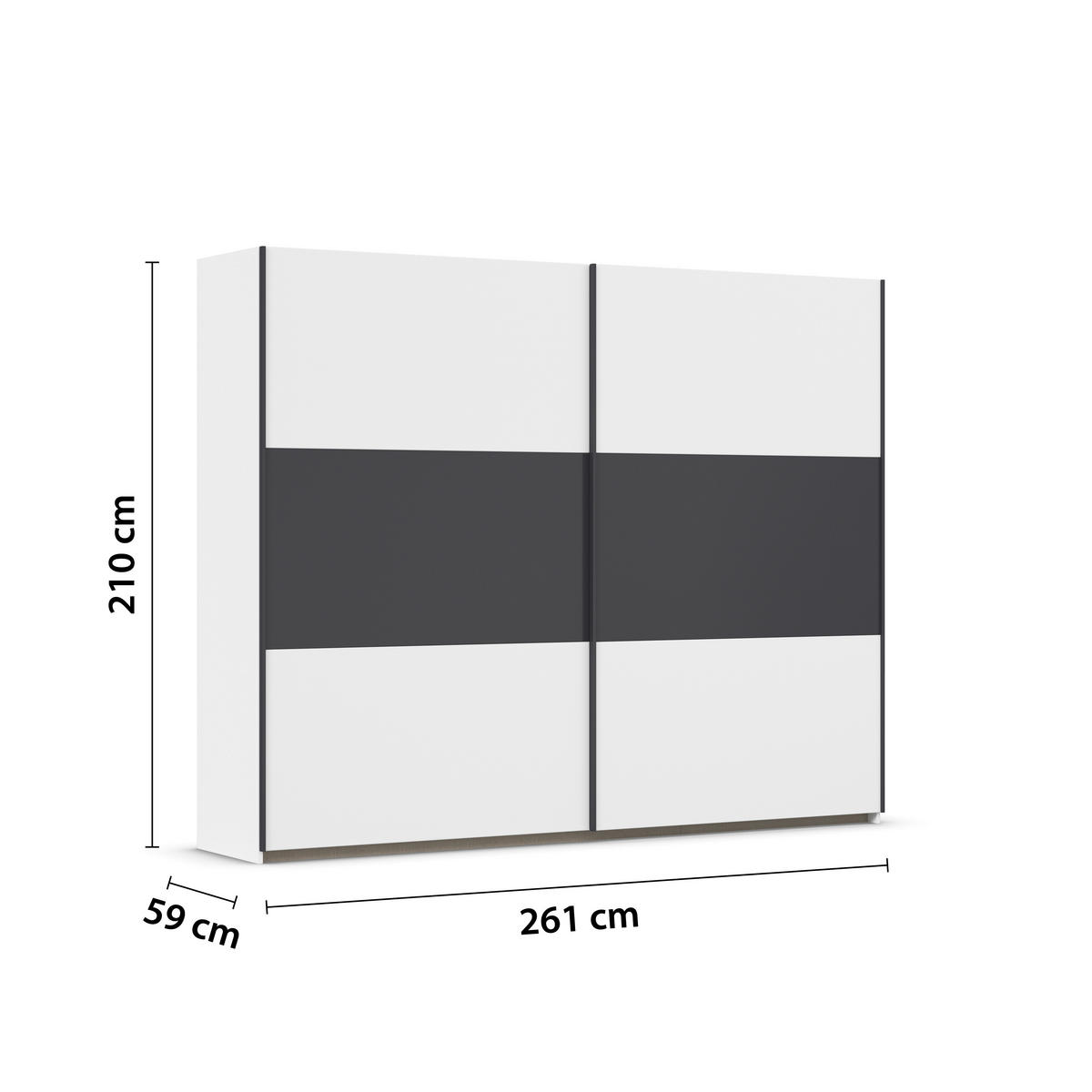 SCHWEBETÜRENSCHRANK in Grau, Weiss  - Weiss/Grau, Modern, Holzwerkstoff/Metall (261/210/59cm) - Rauch Möbel