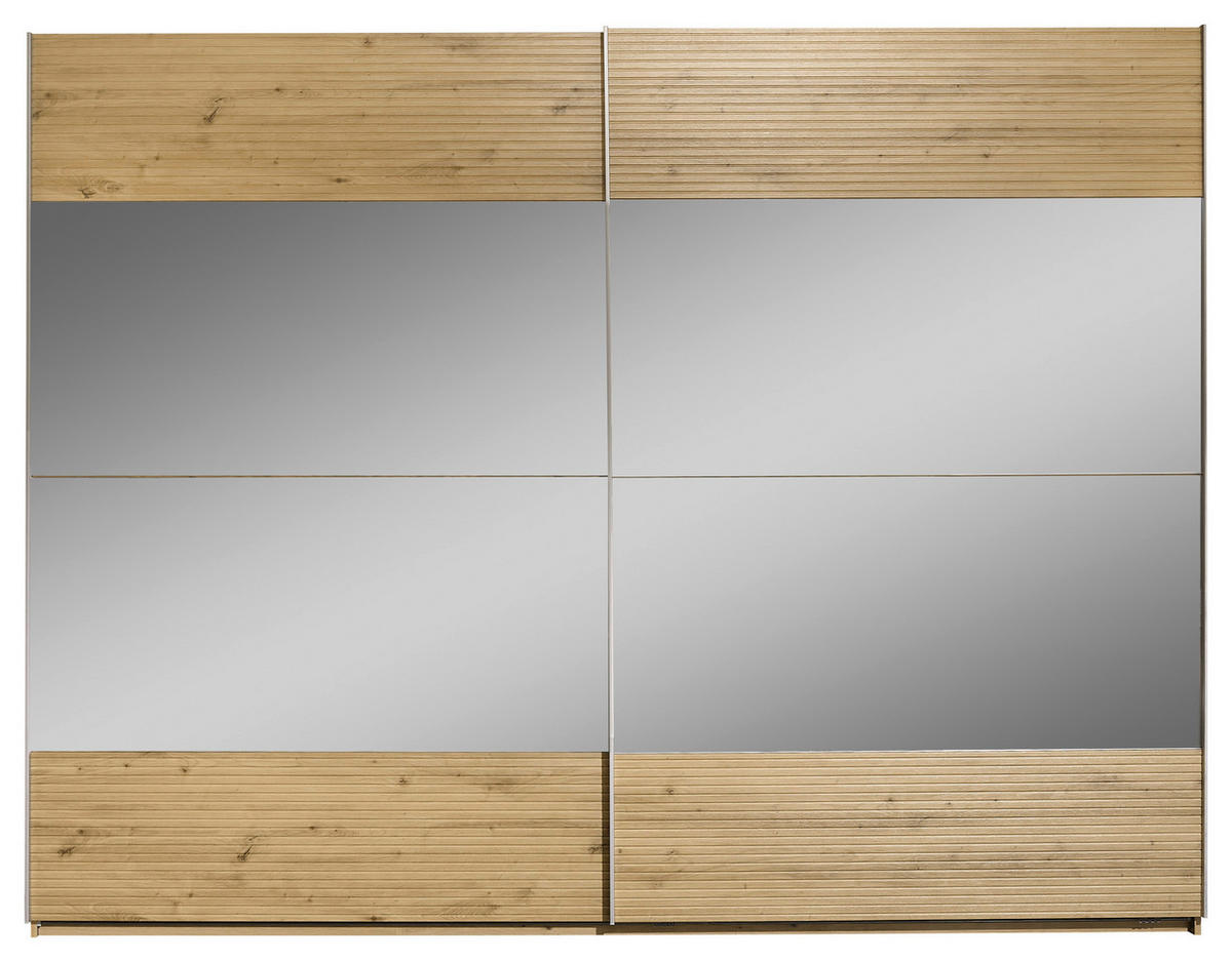 SCHWEBETÜRENSCHRANK in Eiche Artisan  - Alufarben/Eiche Artisan, Konventionell, Glas/Holzwerkstoff (270/210/60cm) - Ti'me