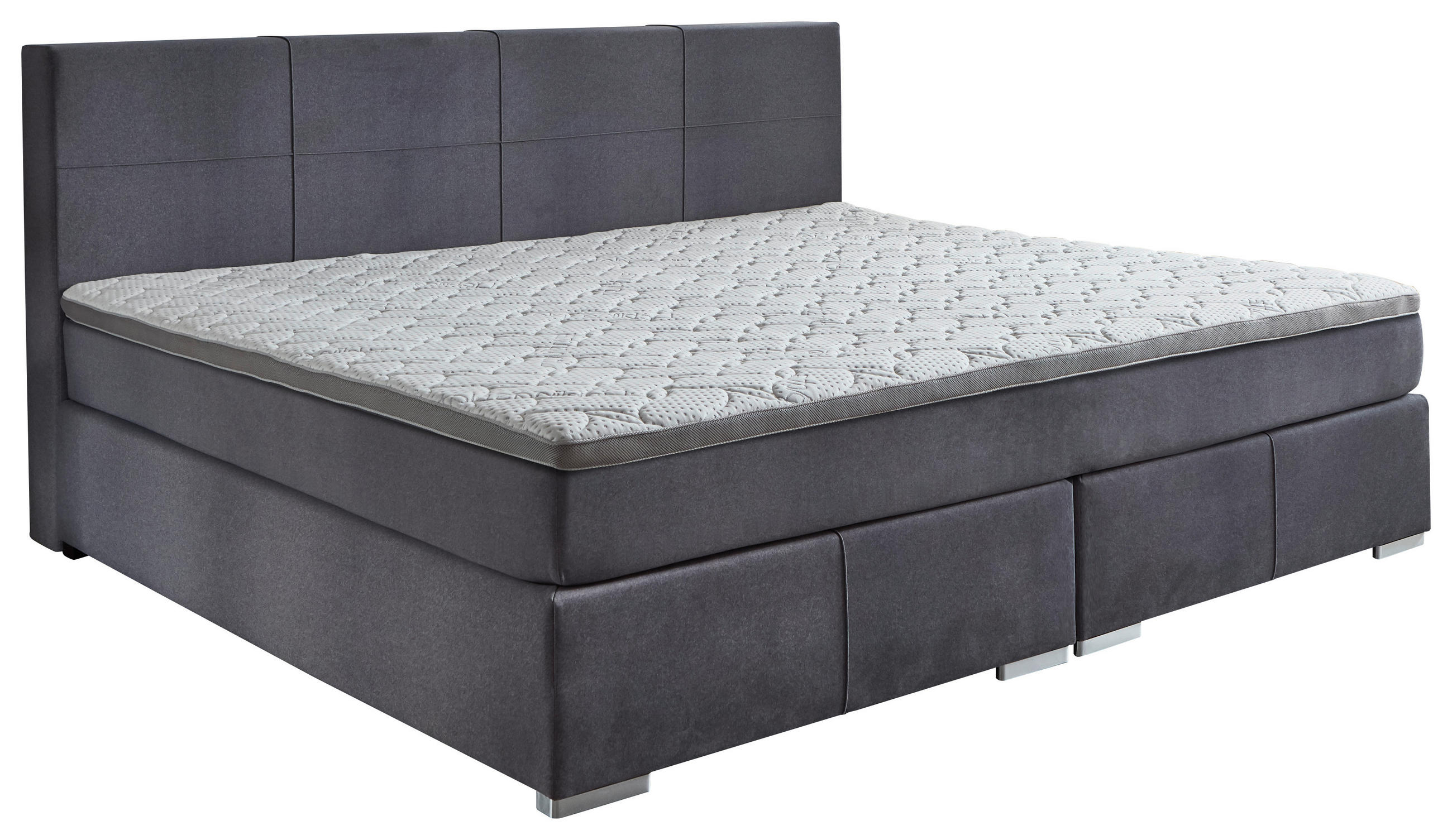 BOXSPRINGBETT 240/200 cm  in Grau  - Chromfarben/Grau, KONVENTIONELL, Holz/Kunststoff (240/200cm) - Carryhome
