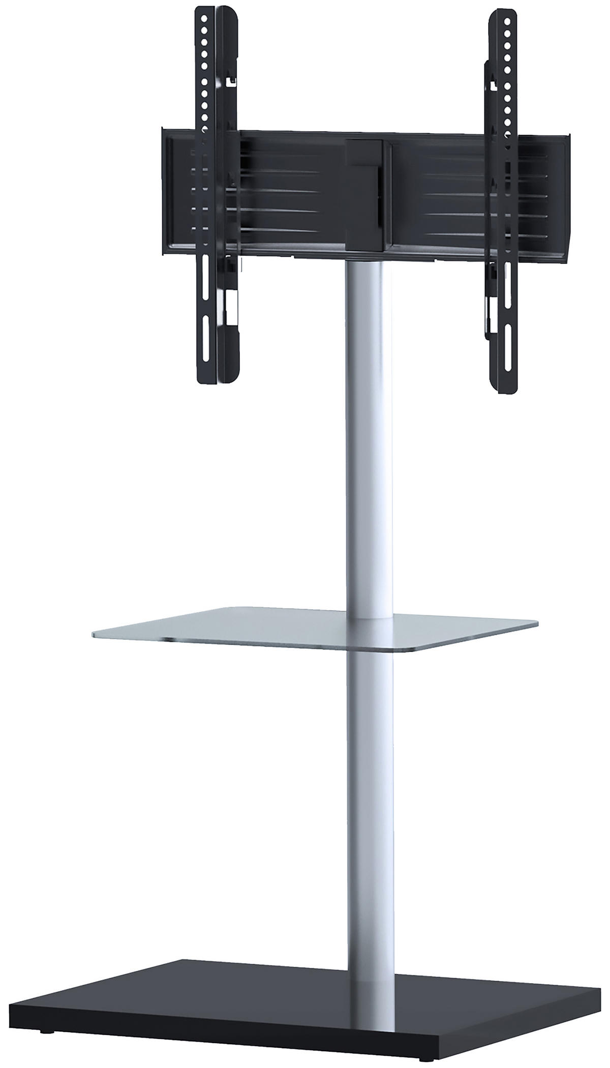 TV-RACK Metall, Holzwerkstoff Schwarz, Silberfarben  - Silberfarben/Schwarz, Basics, Holzwerkstoff/Metall (100/60/45cm) - MID.YOU