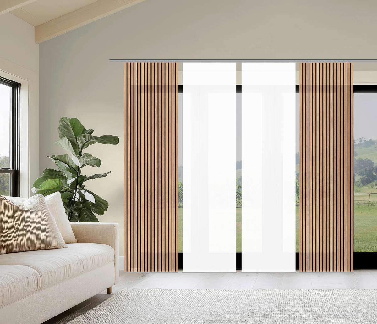 FLÄCHENVORHANG  4 Stück  blickdicht  60/245 cm   - Braun, Trend, Textil (60/245cm)