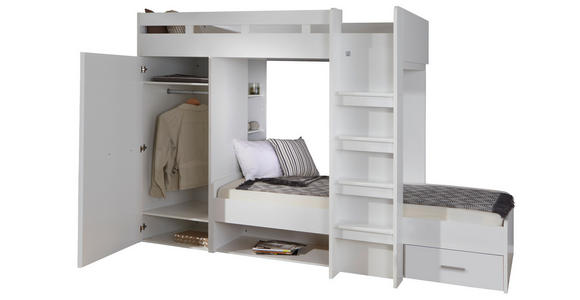 ETAGENBETT 90/200 cm Weiß  - Weiß, KONVENTIONELL, Holzwerkstoff (90/200cm) - Carryhome